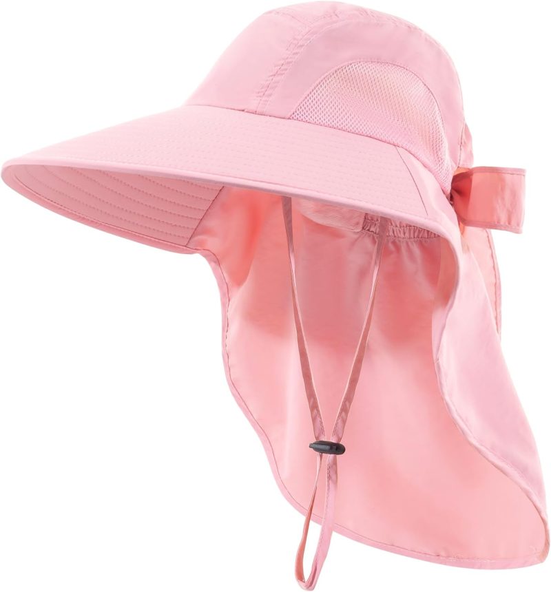 Women Sun Hat UV Protection, Foldable Waterproof Wide Brim Bucket Hats with Neck Flap for Summer Beach Fishing Hiking