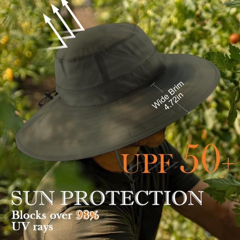 Mens Sun Hat Wide Brim Fishing Hat Foldable Large Brim UV Protection Sun Hat for Men Women Beach Gardening - Image 2