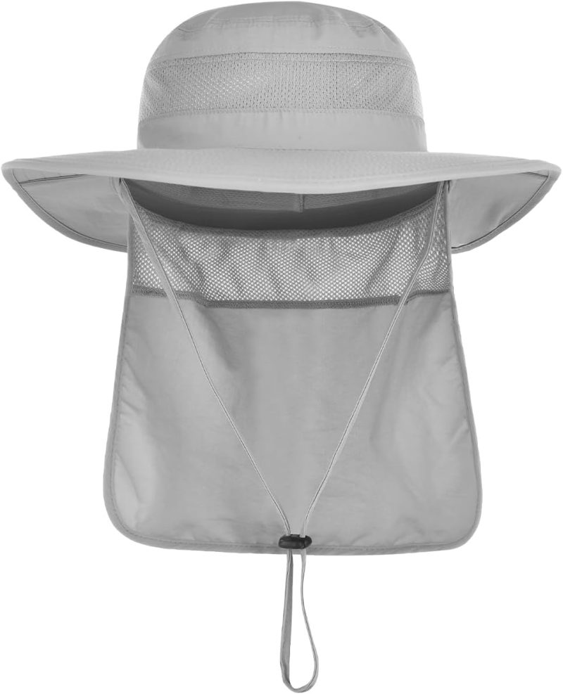 2 Pack Mens Sun Hat UV Protection Wide Brim Bucket Safari Foldable Hats with Neck Flap for Fishing Gardening - Image 2