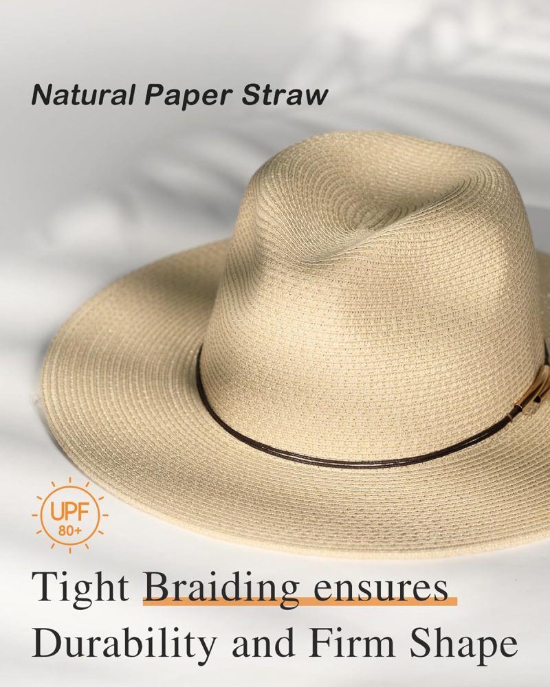 Panama Hat Sun Hats for Women Men Wide Brim  Beach Hat UV - Image 2