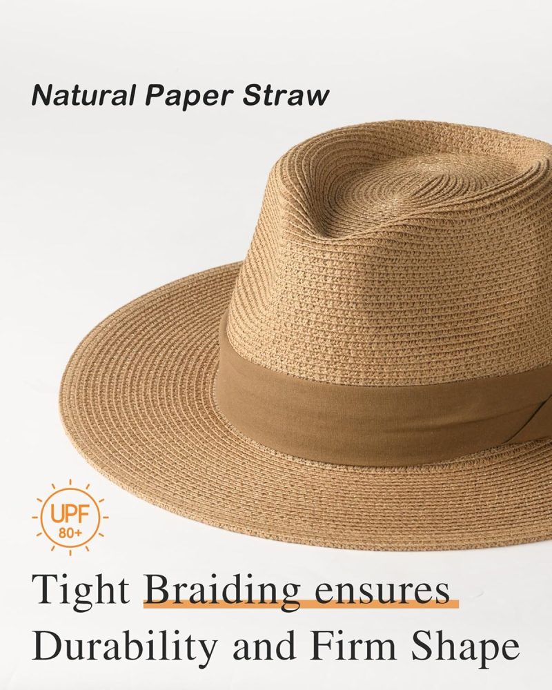Panama Hat Sun Hats for Women Men Wide Brim  Beach Hat UV - Image 2